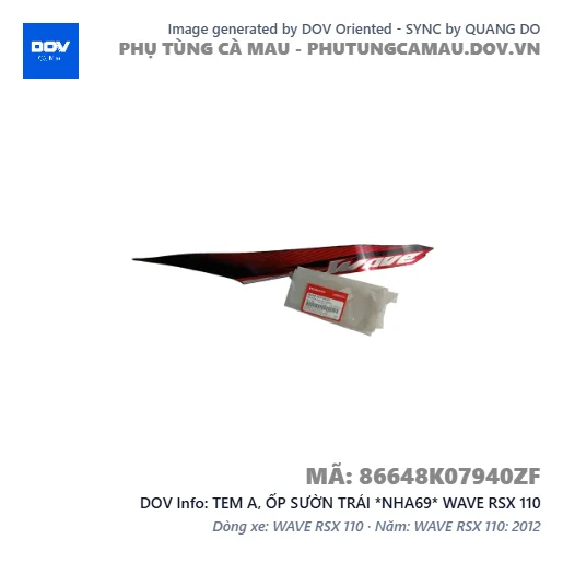 TEM A, ỐP SƯỜN TRÁI *NHA69* WAVE RSX 110 — 86648K07940ZF