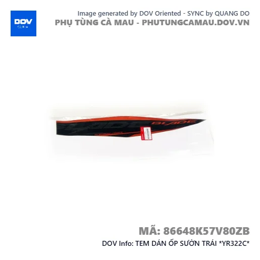 TEM DÁN ỐP SƯỜN TRÁI *YR322C*  — 86648K57V80ZB