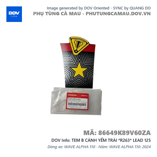 TEM B CÁNH YẾM TRÁI *R263* LEAD 125 — 86649K89V60ZA