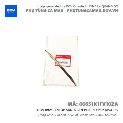 TEM ỐP SÀN A BÊN PHẢI *TYPE1* MSX 125 — 86651K1FV10ZA
