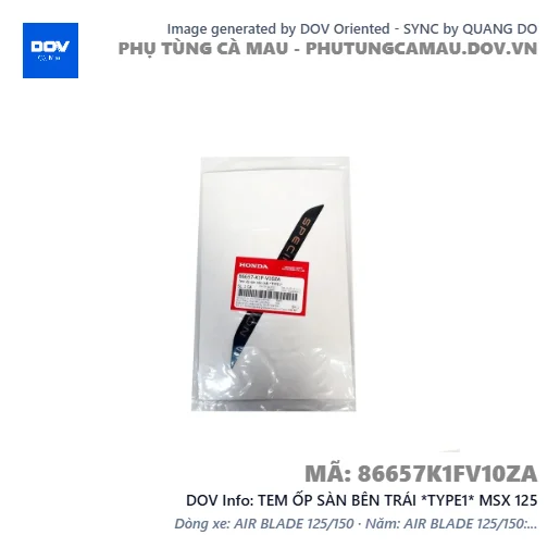 TEM ỐP SÀN BÊN TRÁI *TYPE1* MSX 125 — 86657K1FV10ZA