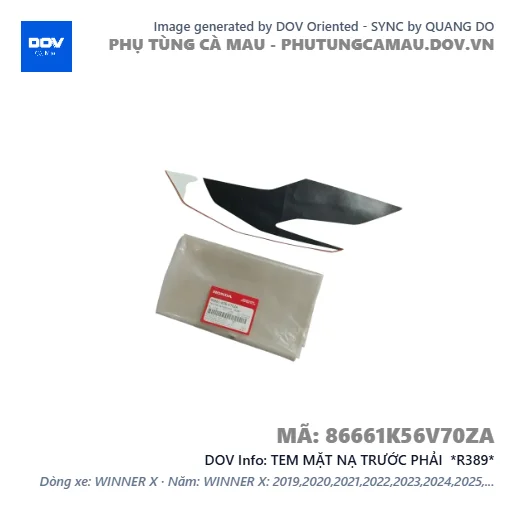 TEM MẶT NẠ TRƯỚC PHẢI  *R389*  — 86661K56V70ZA