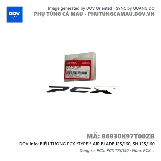 BIỂU TƯỢNG PCX *TYPE1* AIR BLADE 125/160, SH 125/160 — 86830K97T00ZB