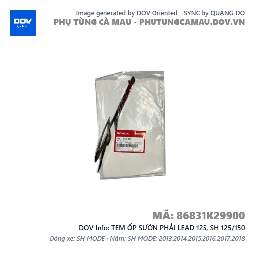 TEM ỐP SƯỜN PHẢI LEAD 125, SH 125/150 — 86831K29900