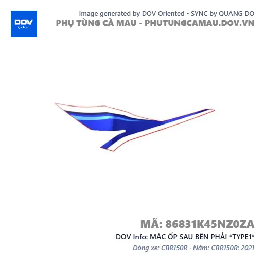 MÁC ỐP SAU BÊN PHẢI *TYPE1*  — 86831K45NZ0ZA