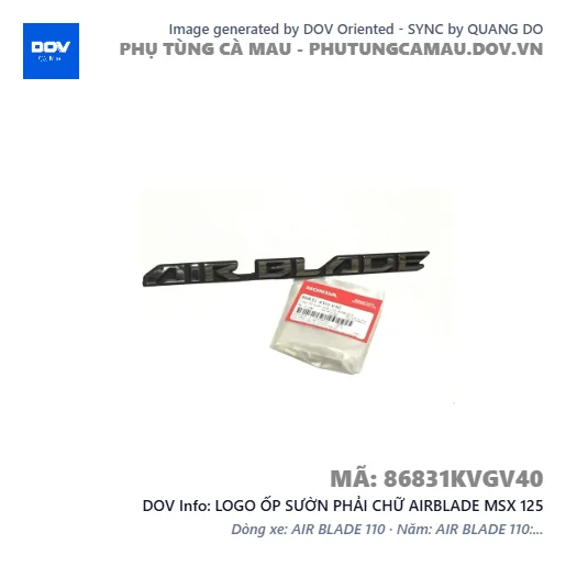 LOGO ỐP SƯỜN PHẢI CHỮ AIRBLADE MSX 125 — 86831KVGV40