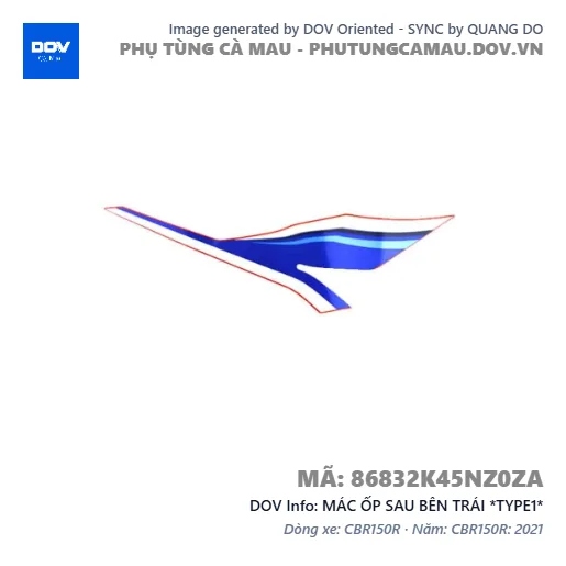 MÁC ỐP SAU BÊN TRÁI *TYPE1*  — 86832K45NZ0ZA
