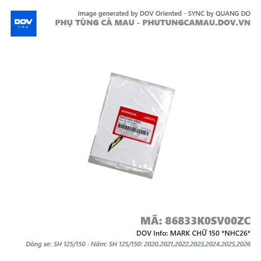 MARK CHỮ 150 *NHC26*  — 86833K0SV00ZC