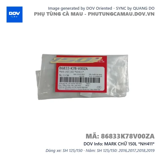 MARK CHỮ 150L *NH411*  — 86833K78V00ZA