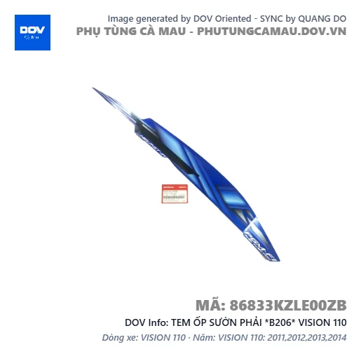 TEM ỐP SƯỜN PHẢI *B206* VISION 110 — 86833KZLE00ZB