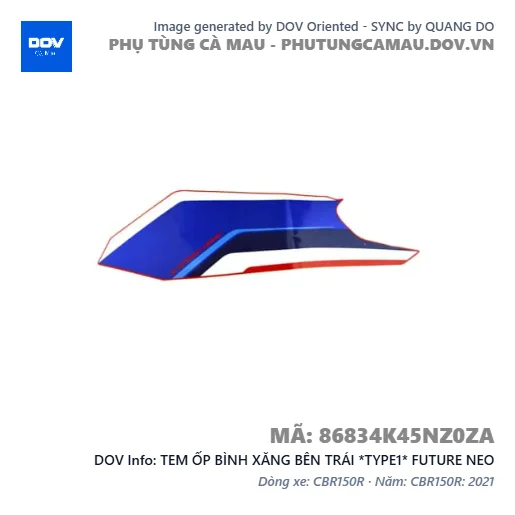 TEM ỐP BÌNH XĂNG BÊN TRÁI *TYPE1* FUTURE NEO — 86834K45NZ0ZA