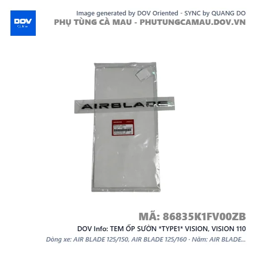 TEM ỐP SƯỜN *TYPE1* VISION, VISION 110 — 86835K1FV00ZB