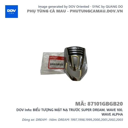 BIỂU TƯỢNG MẶT NẠ TRƯỚC SUPER DREAM, WAVE 100, WAVE ALPHA — 87101GBGB20