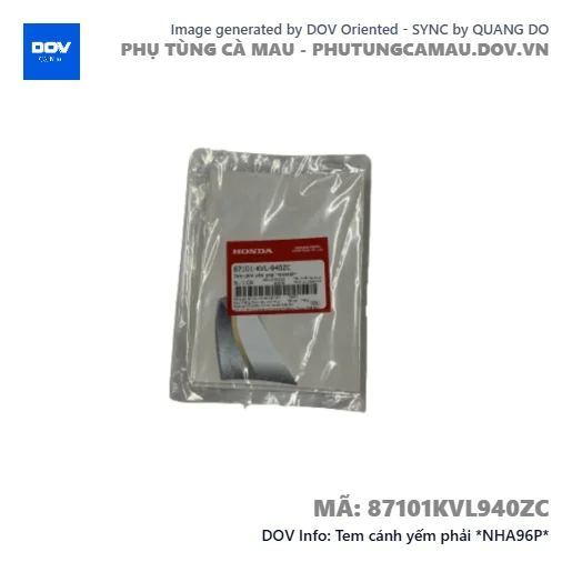 Tem cánh yếm phải *NHA96P* — 87101KVL940ZC