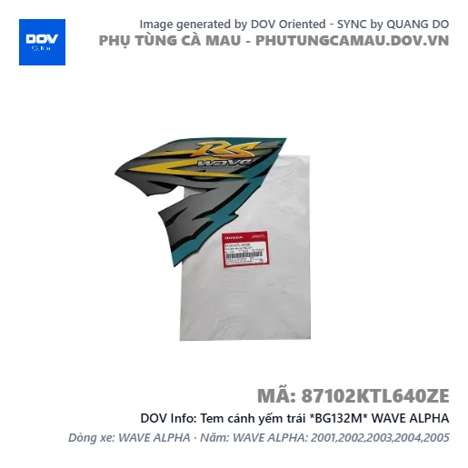 Tem cánh yếm trái *BG132M* WAVE ALPHA — 87102KTL640ZE
