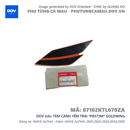 TEM CÁNH YẾM TRÁI *PB373M* GOLDWING — 87102KTL670ZA
