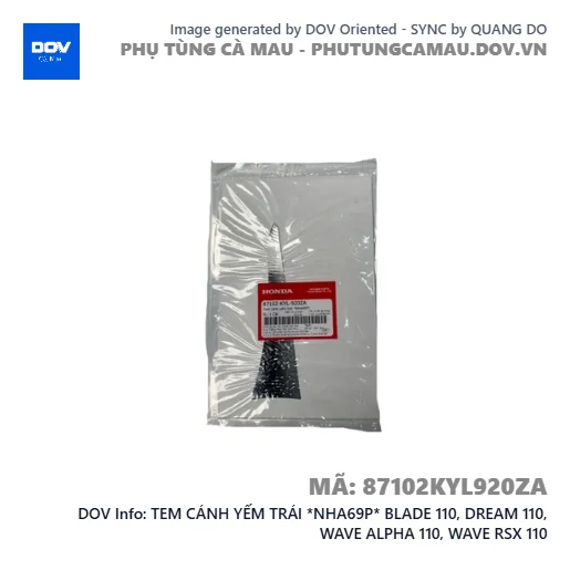 TEM CÁNH YẾM TRÁI *NHA69P* BLADE 110, DREAM 110, WAVE ALPHA 110, WAVE RSX 110 — 87102KYL920ZA