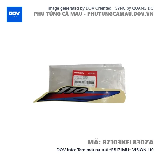 Tem mặt nạ trái *PB171MU* VISION 110 — 87103KFL830ZA