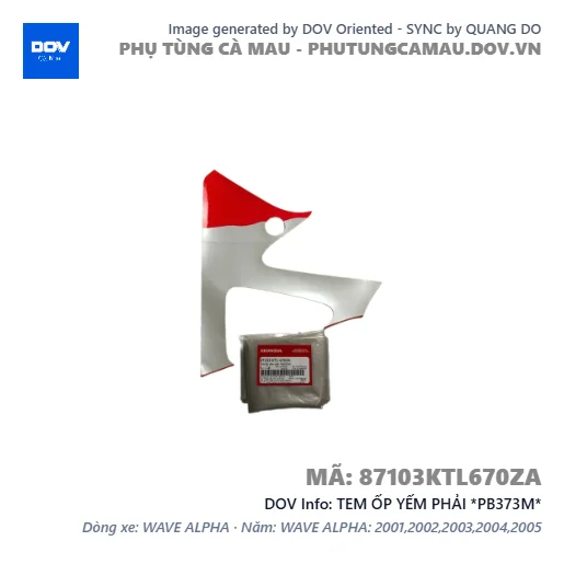 TEM ỐP YẾM PHẢI *PB373M* — 87103KTL670ZA