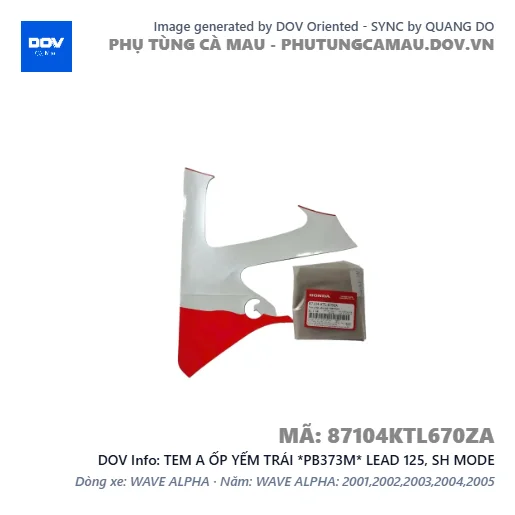 TEM A ỐP YẾM TRÁI *PB373M* LEAD 125, SH MODE — 87104KTL670ZA