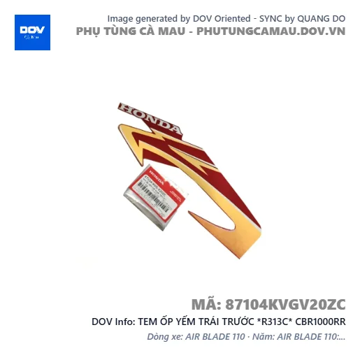 TEM ỐP YẾM TRÁI TRƯỚC *R313C* CBR1000RR — 87104KVGV20ZC
