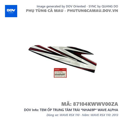 TEM ỐP TRUNG TÂM TRÁI *NHA69P* WAVE ALPHA — 87104KWWV00ZA