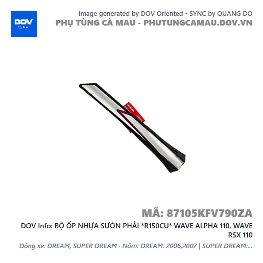 BỘ ỐP NHỰA SƯỜN PHẢI *R150CU* WAVE ALPHA 110, WAVE RSX 110 — 87105KFV790ZA