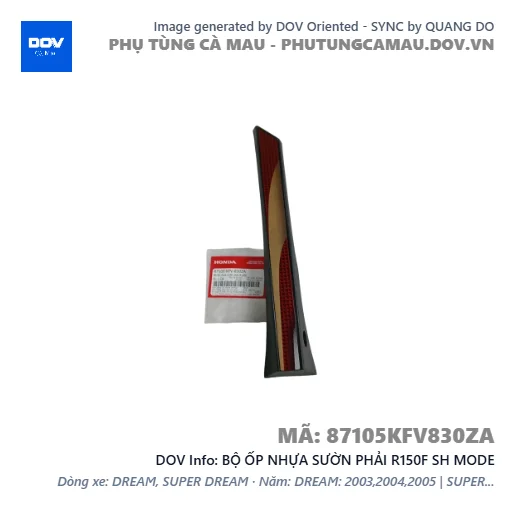 BỘ ỐP NHỰA SƯỜN PHẢI R150F SH MODE — 87105KFV830ZA