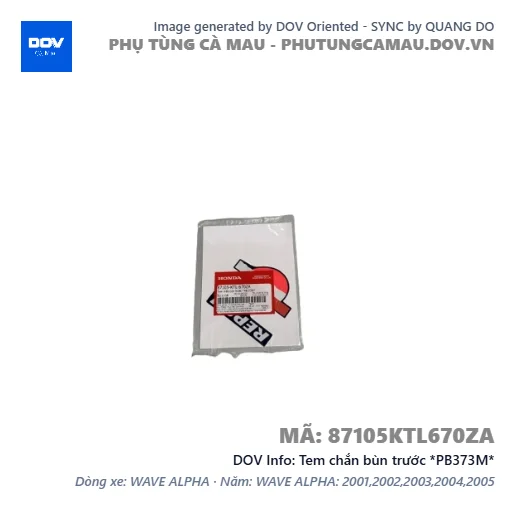 Tem chắn bùn trước *PB373M*  — 87105KTL670ZA