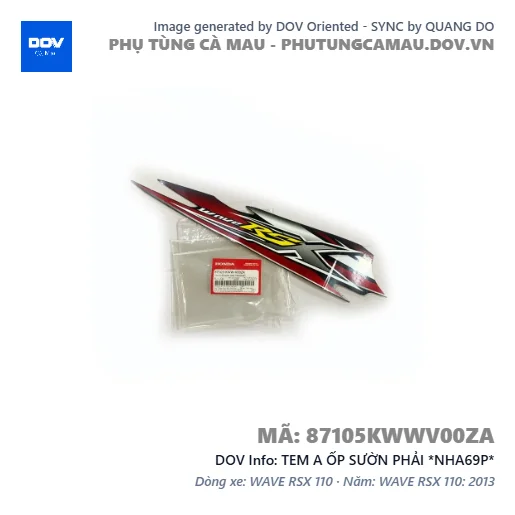 TEM A ỐP SƯỜN PHẢI *NHA69P*  — 87105KWWV00ZA