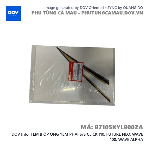 TEM B ỐP ỐNG YẾM PHẢI S/S CLICK 110, FUTURE NEO, WAVE 100, WAVE ALPHA — 87105KYL900ZA