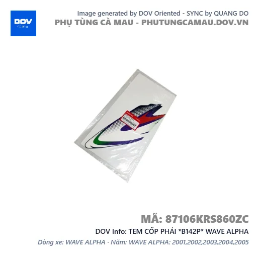 TEM CỐP PHẢI *B142P* WAVE ALPHA — 87106KRS860ZC