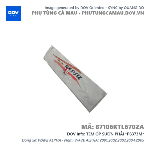 TEM ỐP SƯỜN PHẢI *PB373M*  — 87106KTL670ZA