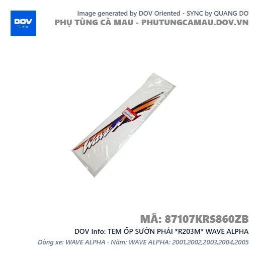 TEM ỐP SƯỜN PHẢI *R203M* WAVE ALPHA — 87107KRS860ZB