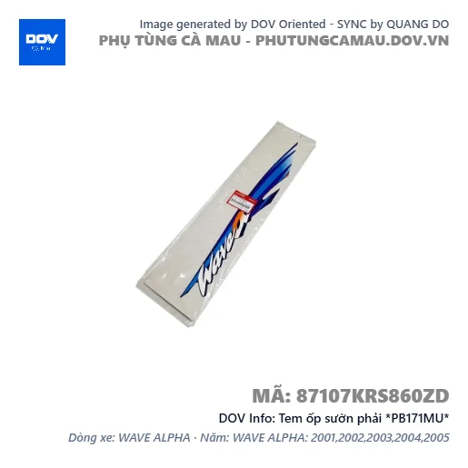 Tem ốp sườn phải *PB171MU*  — 87107KRS860ZD