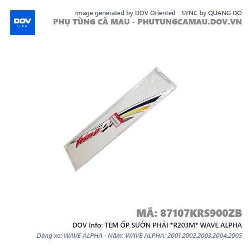 TEM ỐP SƯỜN PHẢI *R203M* WAVE ALPHA — 87107KRS900ZB
