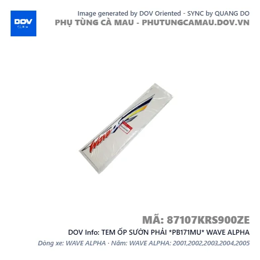 TEM ỐP SƯỜN PHẢI *PB171MU* WAVE ALPHA — 87107KRS900ZE