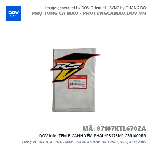 TEM B CÁNH YẾM PHẢI *PB373M* CBR1000RR — 87107KTL670ZA