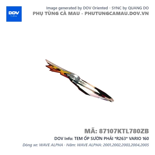 TEM ỐP SƯỜN PHẢI *R263* VARIO 160 — 87107KTL780ZB