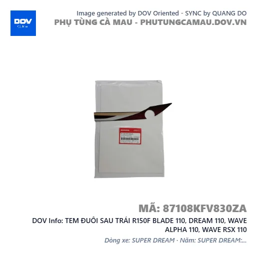 TEM ĐUÔI SAU TRÁI R150F BLADE 110, DREAM 110, WAVE ALPHA 110, WAVE RSX 110 — 87108KFV830ZA