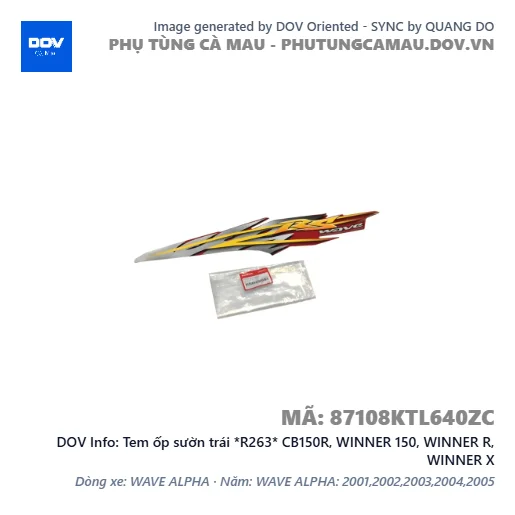 Tem ốp sườn trái *R263* CB150R, WINNER 150, WINNER R, WINNER X — 87108KTL640ZC