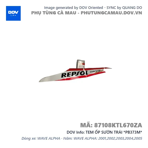 TEM ỐP SƯỜN TRÁI *PB373M*  — 87108KTL670ZA