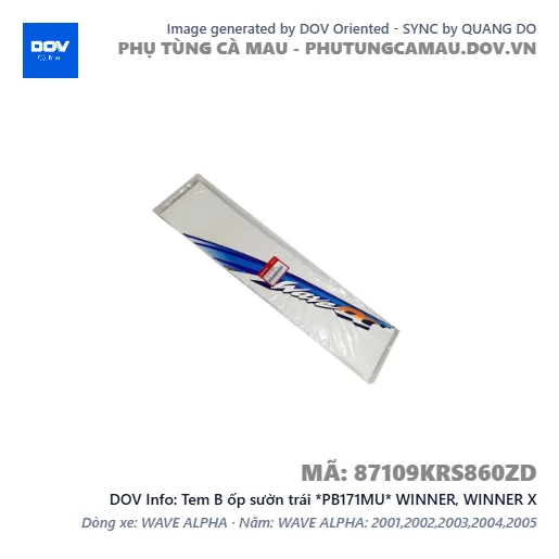 Tem B ốp sườn trái *PB171MU* WINNER, WINNER X — 87109KRS860ZD