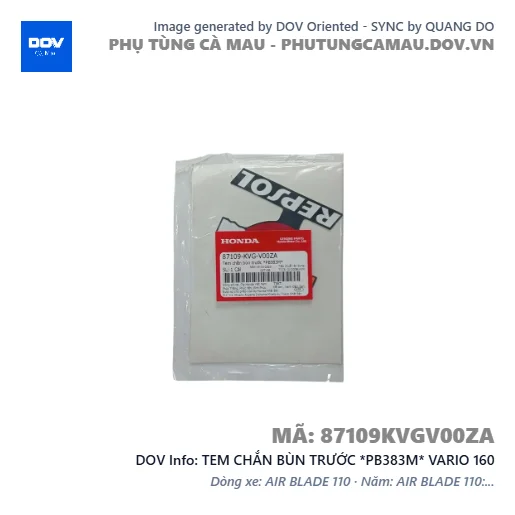 TEM CHẮN BÙN TRƯỚC *PB383M* VARIO 160 — 87109KVGV00ZA