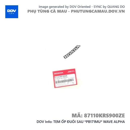 TEM ỐP ĐUÔI SAU *PB171MU* WAVE ALPHA — 87110KRS900ZE