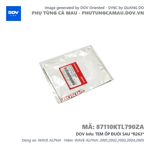 TEM ỐP ĐUÔI SAU *R263*  — 87110KTL790ZA