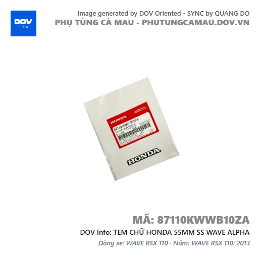 TEM CHỮ HONDA 55MM SS WAVE ALPHA — 87110KWWB10ZA
