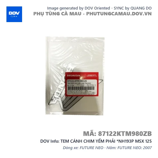 TEM CÁNH CHIM YẾM PHẢI *NH193P MSX 125 — 87122KTM980ZB