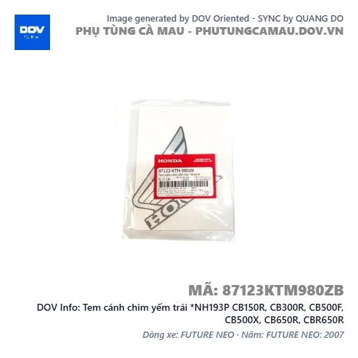Tem cánh chim yếm trái *NH193P CB150R, CB300R, CB500F, CB500X, CB650R, CBR650R — 87123KTM980ZB