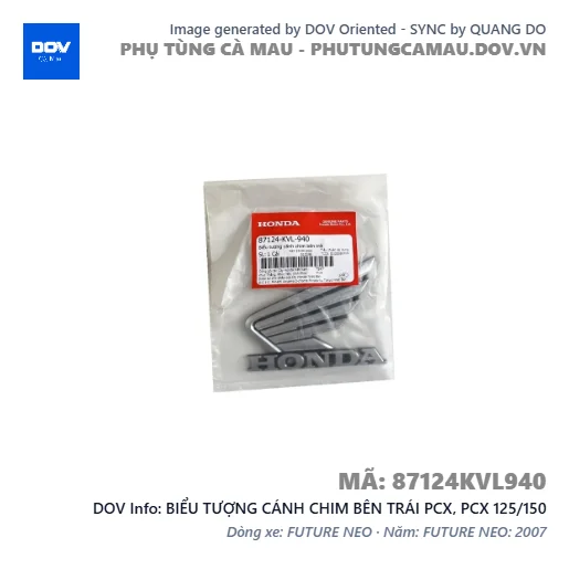 BIỂU TƯỢNG CÁNH CHIM BÊN TRÁI PCX, PCX 125/150 — 87124KVL940